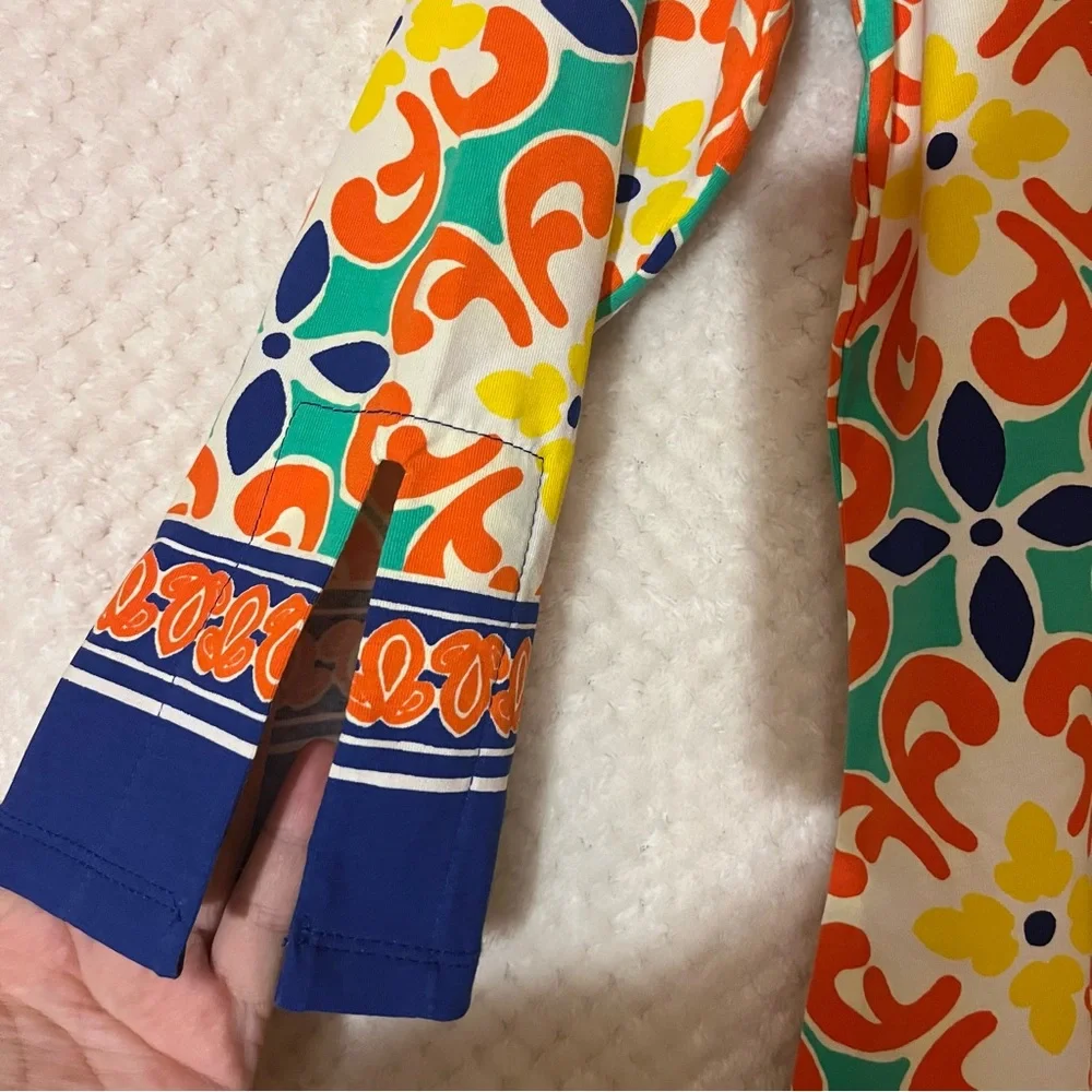 Barbara Erickson Womens Shift Dress Split Neck Cotton Blend Colorful Medium NWT - Picture 4 of 9